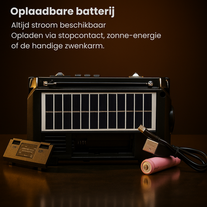 Altijd voorbereid met de PowerSafe™ 3-in-1 Noodradio: opladen, radio en zaklamp in één.