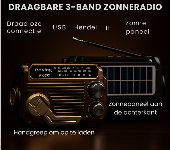 PowerSafe™ 3-in-1 Noodradio: opladen, radio en zaklamp in één