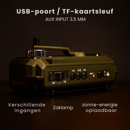 Altijd voorbereid met de PowerSafe™ 3-in-1 Noodradio: opladen, radio en zaklamp in één.