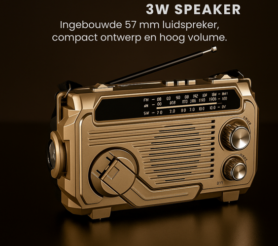PowerSafe™ 3-in-1 Noodradio: opladen, radio en zaklamp in één