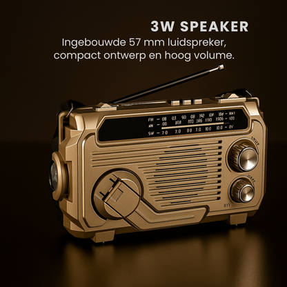 Altijd voorbereid met de PowerSafe™ 3-in-1 Noodradio: opladen, radio en zaklamp in één.