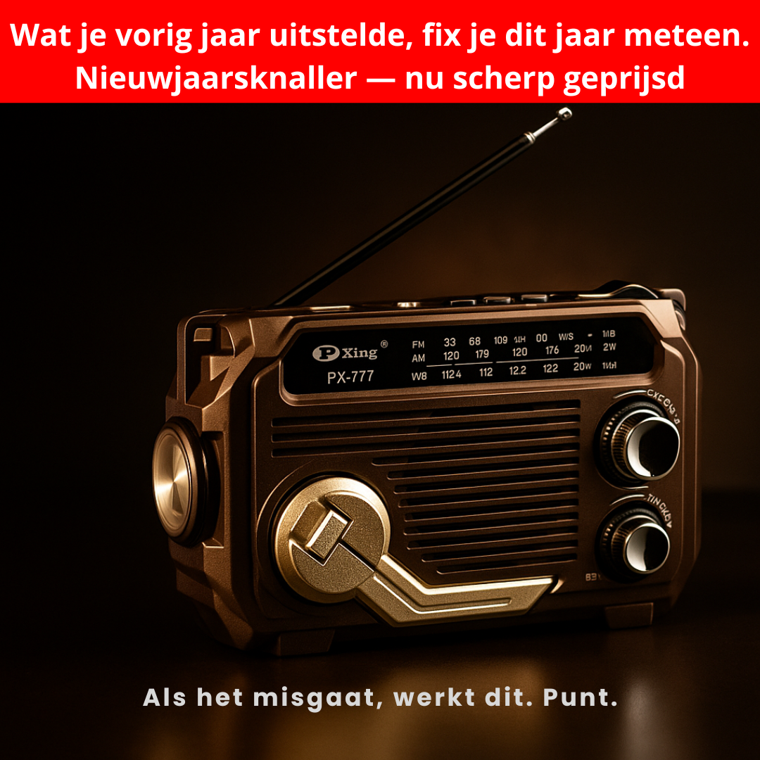 PowerSafe™ 3-in-1 Noodradio: opladen, radio en zaklamp in één