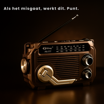Altijd voorbereid met de PowerSafe™ 3-in-1 Noodradio: opladen, radio en zaklamp in één.