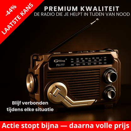 Altijd voorbereid met de PowerSafe™ 3-in-1 Noodradio: opladen, radio en zaklamp in één.